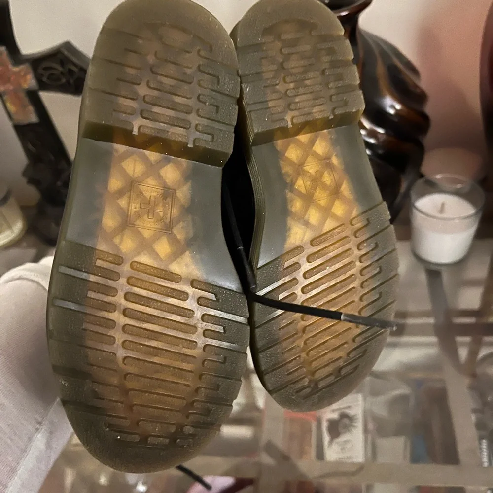 Dr. Martens Black Kids Boots with Yellow Stitching size 10